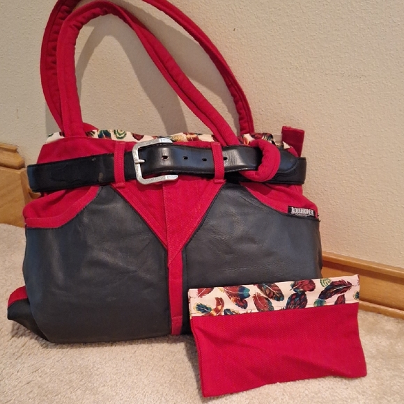 Roughrider Handbags - Roughrider Red & Black Belted Women's Jean Bag with Pouch
